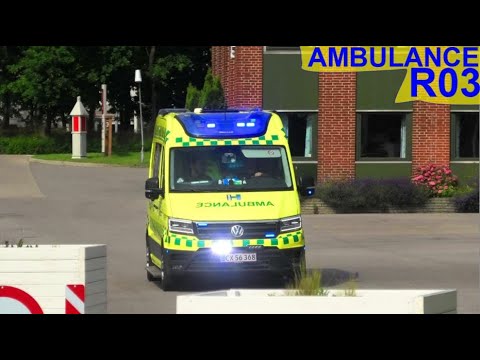 region hovedstaden AMBULANCE R03 kører fra tåstrup i udrykning rettungsdienst ausrück 緊急走行 救急車