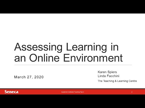 Friday Webinar 2: Assessing Learning in an Online Environment