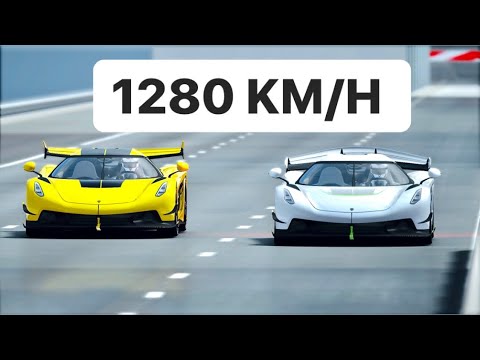 Koenigsegg Jesko with Top Fuel Dragster Engine vs Koenigsegg Jesko Stock - Drack Race 20 KM