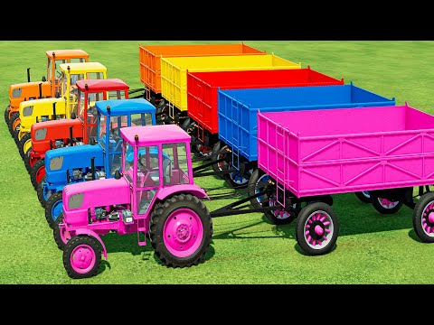 TRANSPORT & LOAD WOODCHIPS w/ MINI JOHN DEERE TRACTOR & COLORED TRAILER! HARVESTING POPLAR! - 153