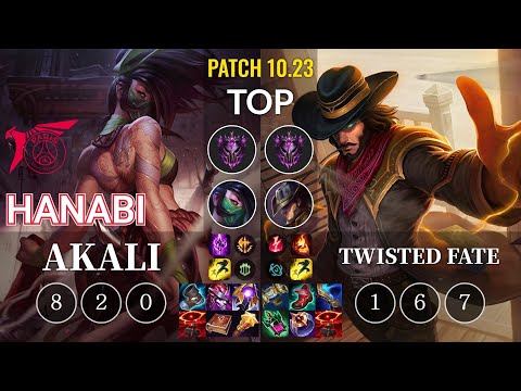 TLN Hanabi Akali vs Twisted Fate Top - KR Patch 10.23