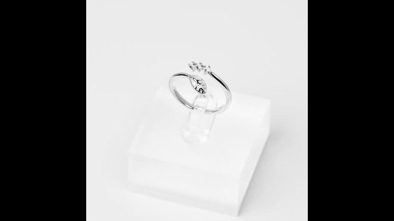 Nhẫn Bạc NCJ24 Hình Lá Kết Hợp Đính Đá Độc Đáo Chariot Jewelry