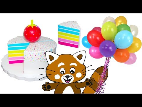 Pukkins bakar en smaskig tårta med leksaksfrukter - Lek och lär