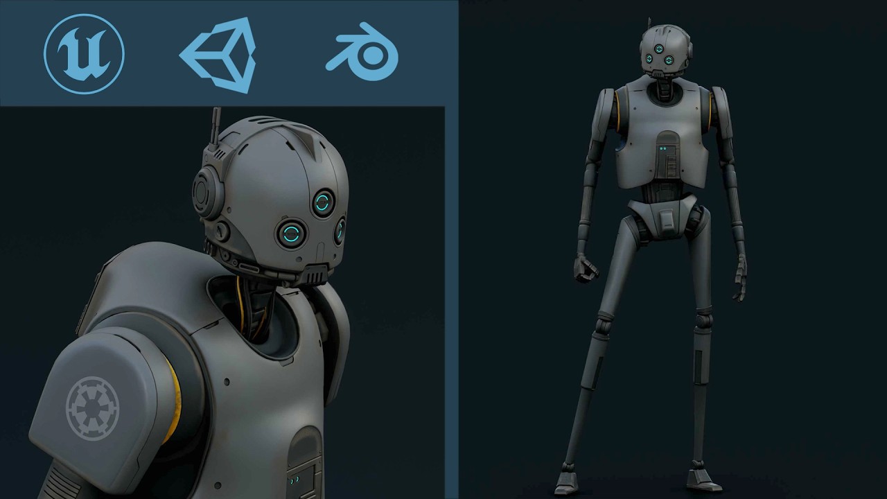 Imperial Droid-03 Auto-Rig Pro Rigged For Mixamo Unreal Engine Unity 3D Model