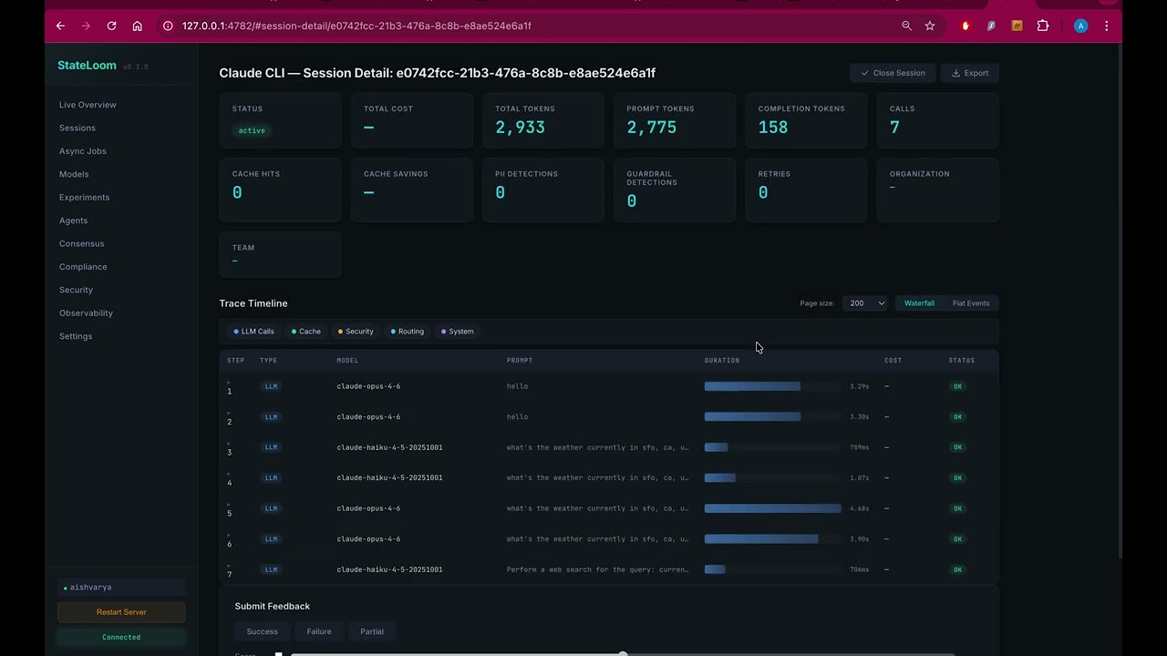 Claude CLI through StateLoom