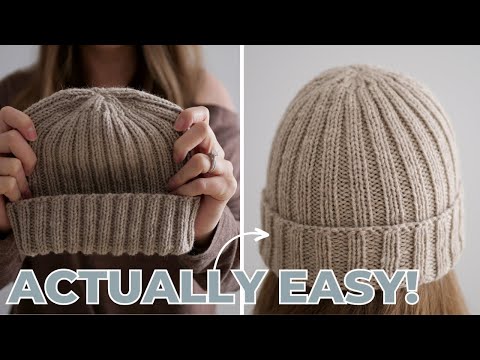 EASY Rib Knit Hat Tutorial for New Knitters!