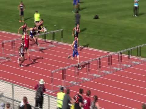 Cedaredge High School's Shane Gates wins his 110 hurdles prelim at State '16