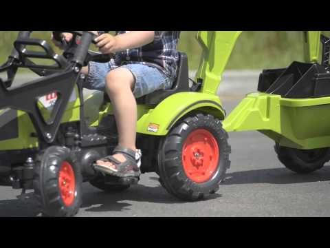 Vaikiškas traktorius su priekaba FALK CLAAS Arion Backhoe video