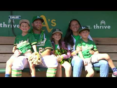 Stephen Vogt's dream final game! His kids announce him on PA before at-bat and he homers in final AB