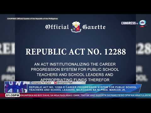 Republic Act no. 12288 o Career Progression System for Public School Teachers