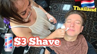 💈$3 Barber Shave:  Refreshed & Satisfying. Pattaya, Thailand 🇹🇭