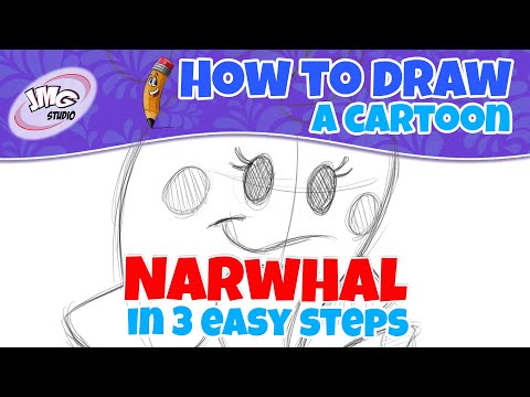 How To Draw a cute cartoon Narwhale in 3 easy steps