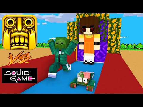 Minecraft, CUTE GIRL TEMPLE RUN CHALLENGE + SQUID GAME RED LIGHT GREEN LIGHT - MONSTER SCHOOL