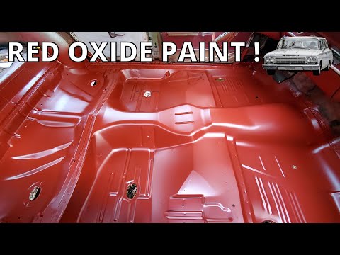 Coating The Floor Pan With Red Oxide Paint And SEM Rock-it XC Bedliner - 1962 Bel Air Wagon -Part 10