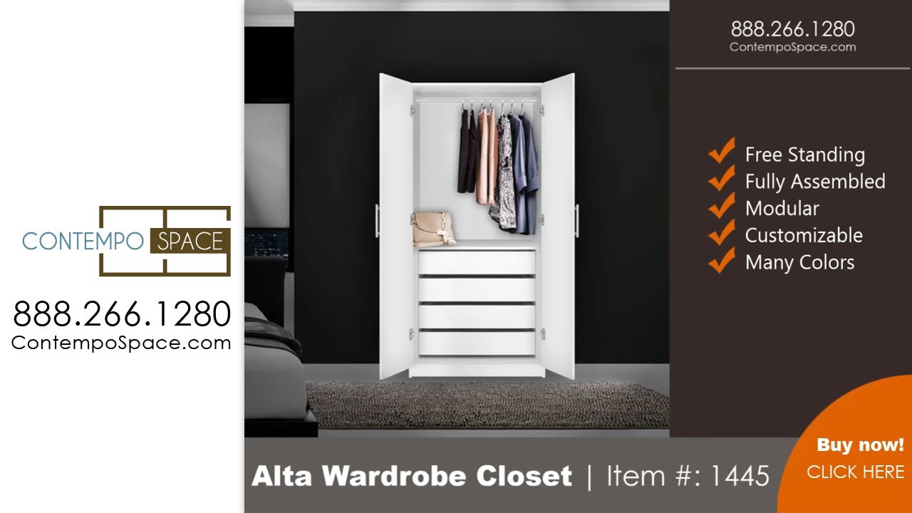 Watch video Alta Wardrobe Closet - 2 Doors, 4 Interior Drawers | Item #: 1445 Now Alta Wardrobe Closet - 2 Doors, 4 Interior Drawers | Item #: 1445