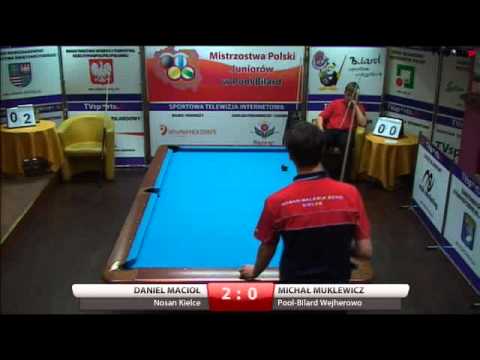 Mistrzostwa Polski Juniorów w Bilard 10 bil - Kielce 2014 polfinal Macioł Muklewicz