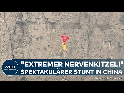 Video Thumbnail: CHINA: Wahnsinn oder Mut? Mann bezwingt 186 Meter hohe Schlucht auf Slackline!  WELT Gute Nachricht