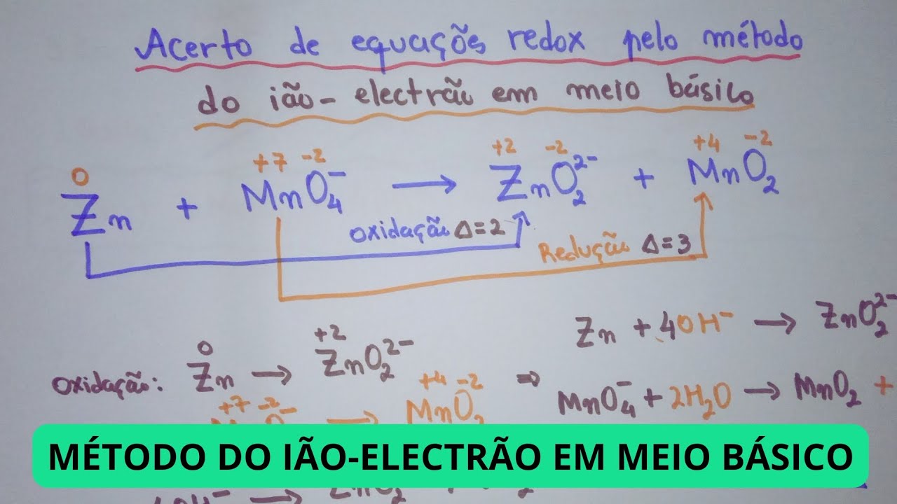 Acerto de equações redox pelo método do ião-electrão (íon elétron) em meio básico