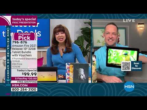 Amazon Fire 2021 Release 10" 32GB Tablet Bundle with Vou...