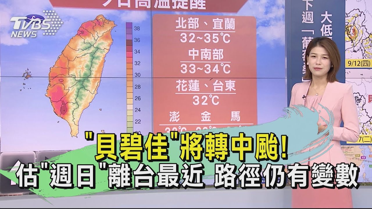 天氣/「貝碧佳」將轉中颱!估「週日」離台最近 路徑仍有變數