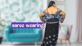 How to wear black saree and black bra for fashion 