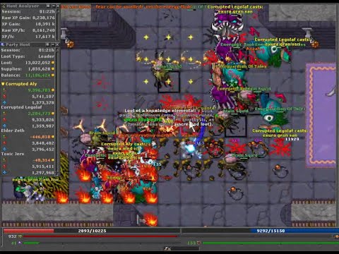 Tibia Hunt x4, librería de energía, RP 932, Doble Loot, 11.1 kk profit