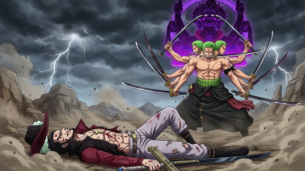 Mihawk's reaction to Zoro's Asura form in the final battle – One Piece