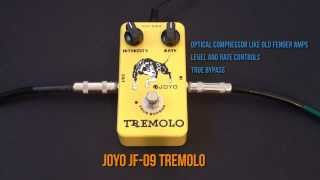 Video thumbnail for Joyo JF-09 Tremolo Pedal Review Demo by CheaperPedals.com