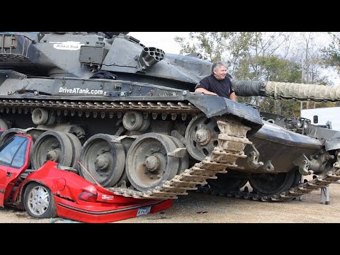 Amazing Dangerous Biggest Tank and Bulldozer Destroy Car - Heavy Equipment Machines Crushing Car
