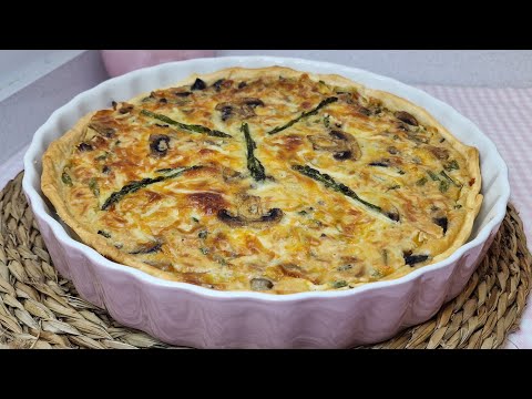 QUICHE DE ESPÁRRAGOS Y CHAMPIÑONES. Receta fácil! #recetas #lacocinadenuberosaylila