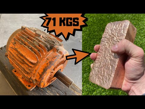 71 KG Motor Melt Down - Trash To Treasure - Huge Copper Bar - ASMR Metal Melting - Casting Copper