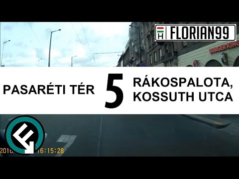 BKV, VT, T&J 5-ös busz útvonala (Rkp, Kossuth utca - Pasaréti tér)