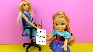 No homework ? Elsa and Anna toddlers at school - singing - Barbie is teacher - games - classroom