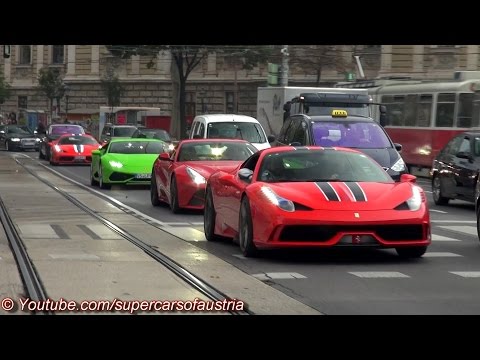 Josh Cartu & Team Wolfpack in Vienna - Huracan, F12, 2 x 458 Speciale
