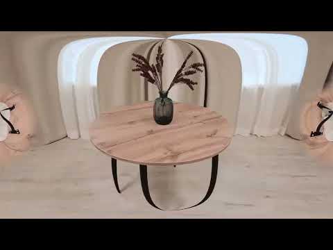 Стол на кухню URANUS, ЛДСП/металл, 90х90х77 Дуб вотан/Черный арт.19315 в Архангельске - видео 6