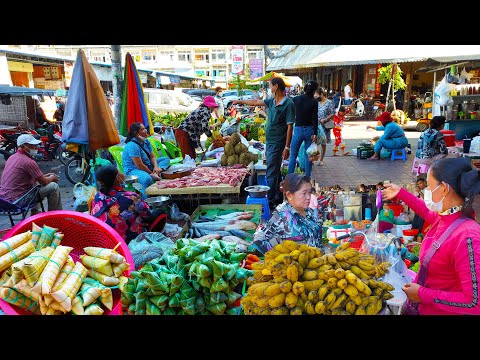 Daily Fresh For Sales @Ouressey Market - Morning Market Food Tour In Phnom Penh Market