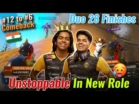 🐐Jonny Unstoppable In New Role 🇮🇳 Solo 16 Finishes Total ✅ #12 to #6 Comeback 💛Duo B2B Squad Wipes💛 