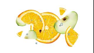 Slices of apple and orange fly on the alpha channel.