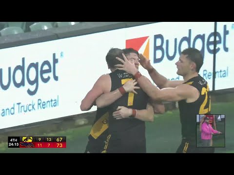 Qualifying Final Hostplus SANFL Snapshot - Glenelg's Luke Reynolds soccers through