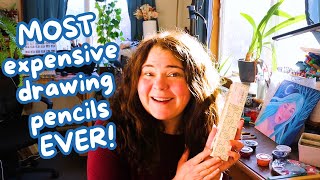 Mini Art Haul, EXPENSIVE pencils, Watercolor Sketchbooks, Painting! Art Studio Vlog