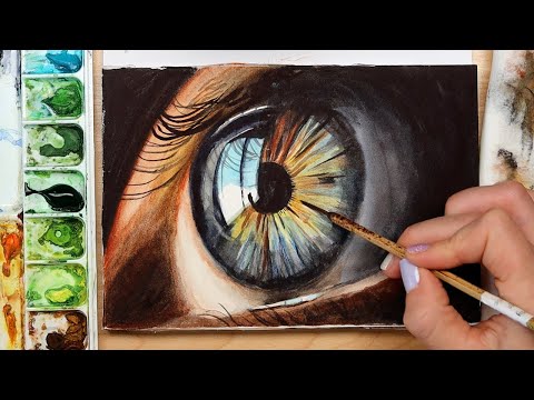 Realistic Closeup Eye Watercolor Painting Tutorial
