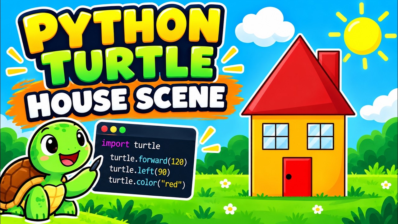 Python Turtle House Scene Tutorial | Learn Python by Drawing
