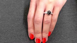 14K Solid White Gold Hexagon Salt And Pepper Diamond Engagement Ring, Vintage Celtic Twisted Band