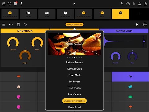 GROOVEBOX Full Kit Sessions Acoustic Drum Kits Pack Demo for the iPad