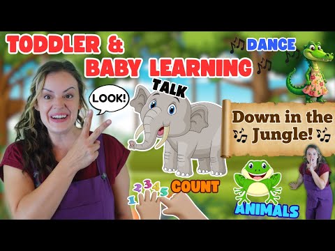 Learn Animals Down in the Jungle | Names & Sounds | Toddler & Baby Learning Video | Phonics  & Signs