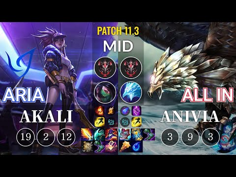 CGA Aria Akali vs ALL IN Anivia Mid - KR Patch 11.3
