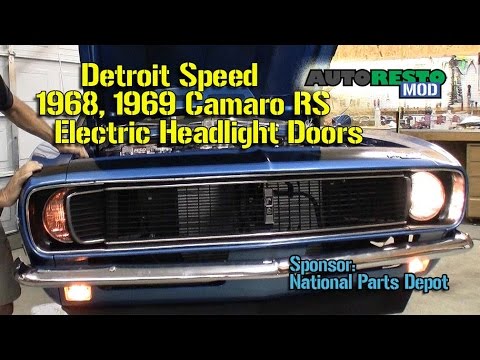 Camaro RS Rally Sport 1968 1969 Detroit Speed Electric Headlight Door Kit Episode 174 Autorestomod 2