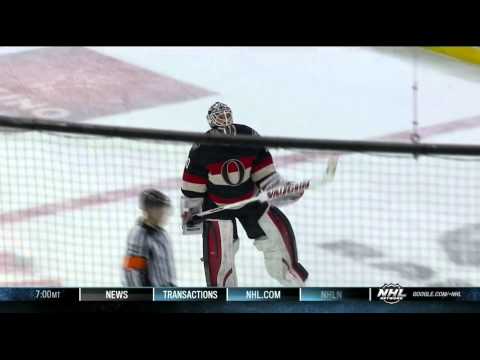 Dale Weise wrist shot goal 4-1. Anderson injury, Vancouver Canucks vs Ottawa Senators 11/28/13 NHL