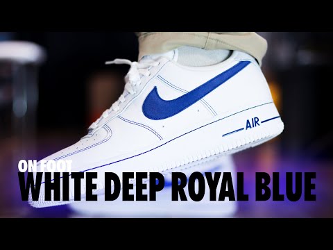 ON FOOT! Nike Air Force 1 '07 LV8 White Deep Royal Blue Schopes 4K DN5463-001