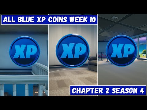 All 3 Blue XP Coins Locations Week 10! - Deja Blue Punch Card Fortnite Chapter 2 Season 4